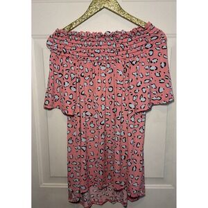 Heimish Pink Leopard Print Off Shoulder‎  Top Size Small NWT